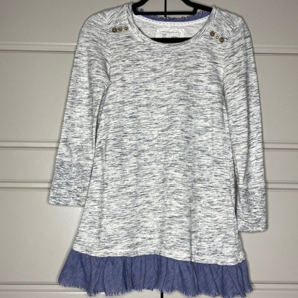 Saturday Sunday By Anthropologie Elora Denim Ruffle Tunic Sweater Top XS